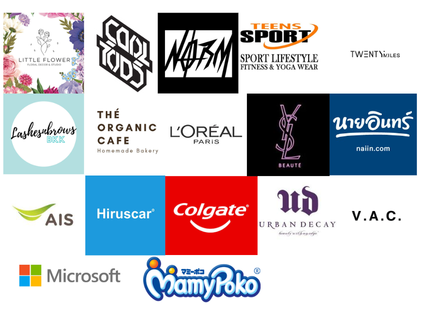 Brand logos including Microsoft, L'Oréal, Colgate, AIS, MamyPoko, Urban Decay, naiin.com