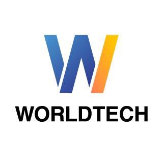 Worldtech logo after the change: stacked gradient W mark